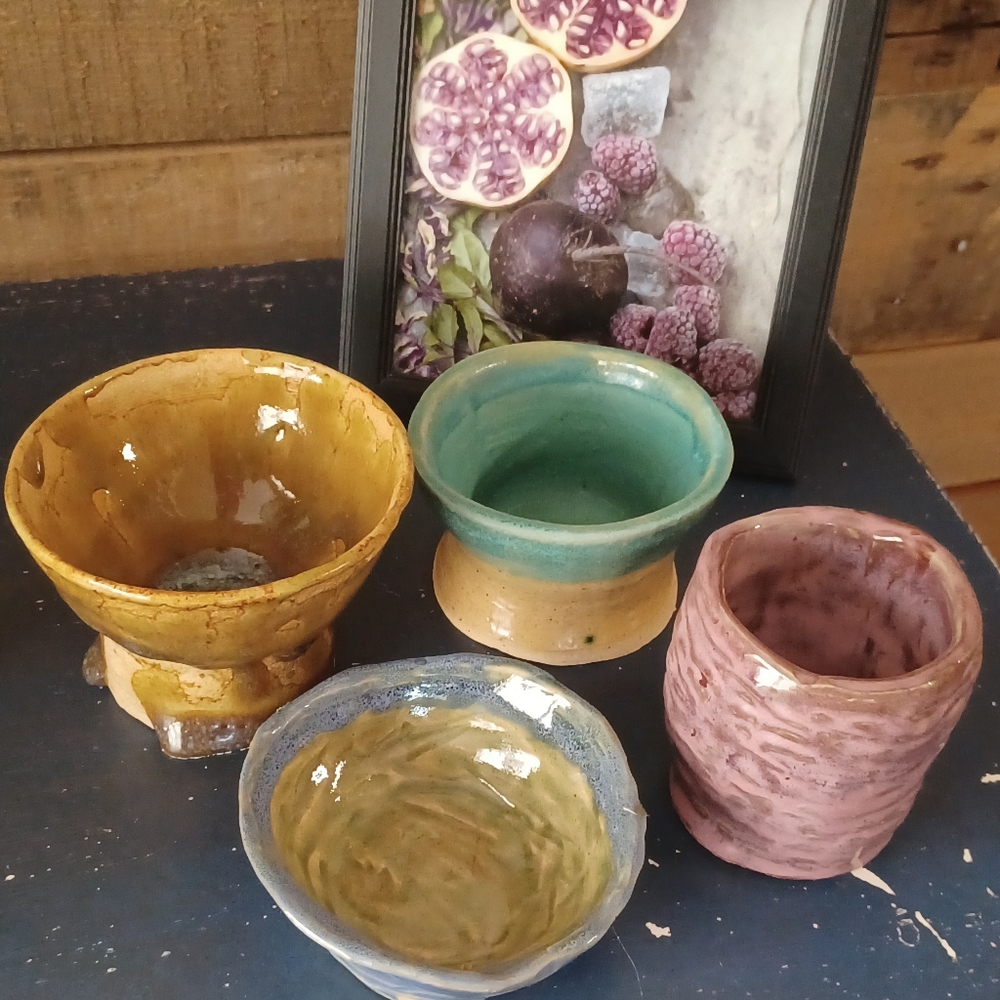 Bundle of 4 Handcrafted Pottery Vases: